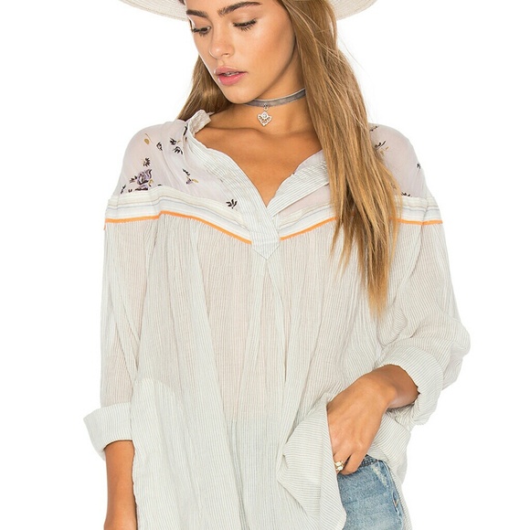 Free People boho blouse in  neutral - Picture 3 of 7